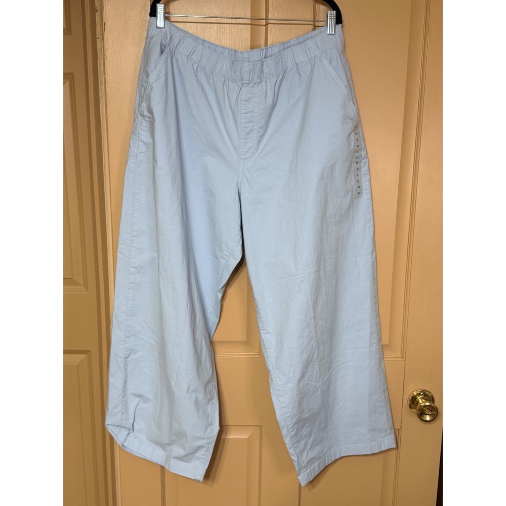American Eagle Outfitters Light Blue Wide Leg Crop Pants XL Elastic Waist 5821